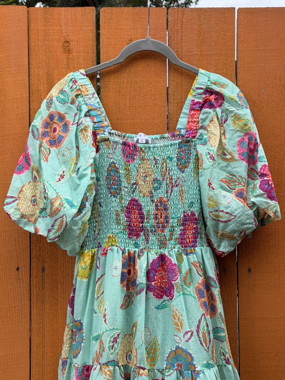 THML Anthropologie Floral Puff-Sleeve Smocked Dress - Picture 2 of 8
